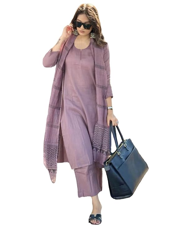 ANNI DESIGNER Women’s Rayon Blend Solid Straight Kurta with Pant & Dupatta