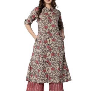 rytras women's cotton straight kurta set with palazzo pants